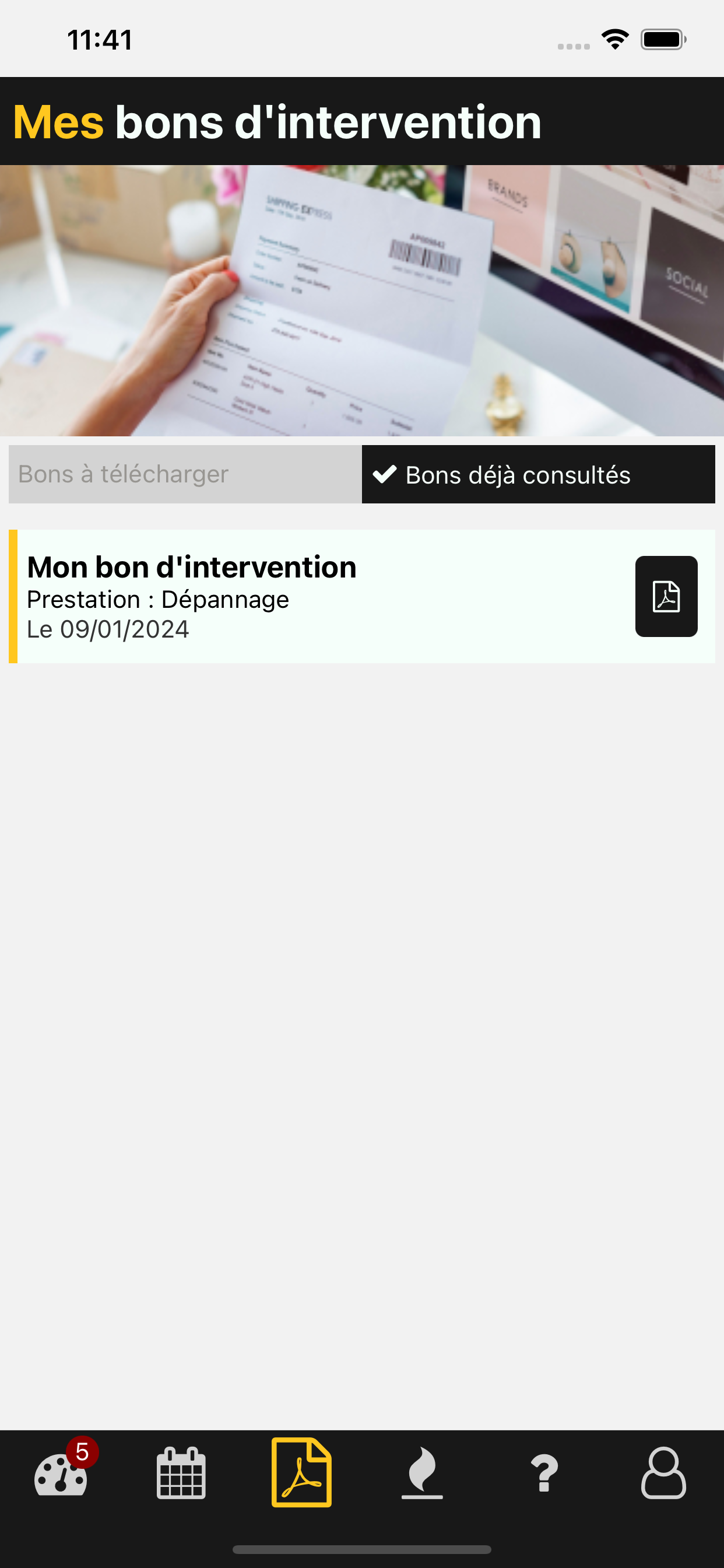 Bons d'intervention